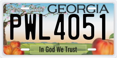 GA license plate PWL4051