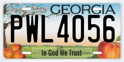 GA license plate PWL4056