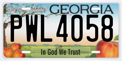GA license plate PWL4058