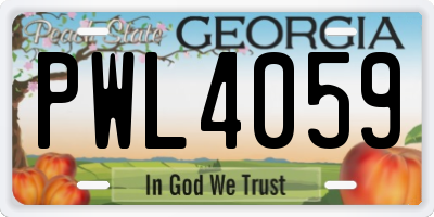 GA license plate PWL4059