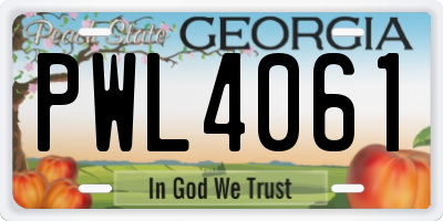 GA license plate PWL4061