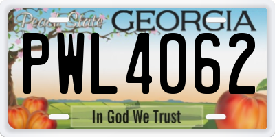 GA license plate PWL4062
