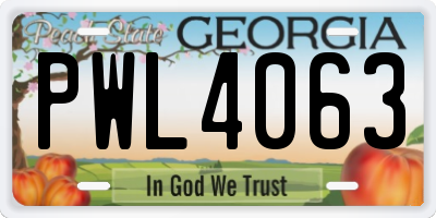 GA license plate PWL4063