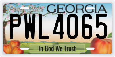 GA license plate PWL4065