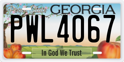 GA license plate PWL4067