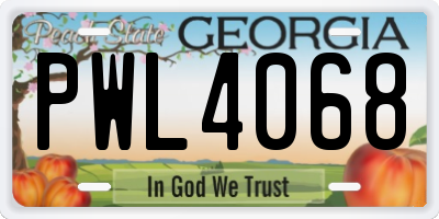 GA license plate PWL4068