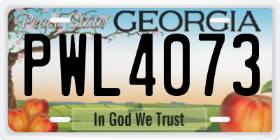 GA license plate PWL4073