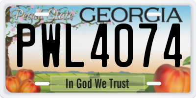 GA license plate PWL4074