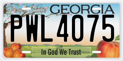 GA license plate PWL4075