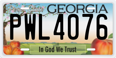 GA license plate PWL4076