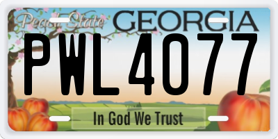 GA license plate PWL4077