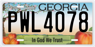 GA license plate PWL4078