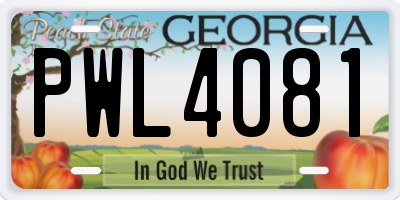 GA license plate PWL4081