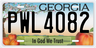 GA license plate PWL4082