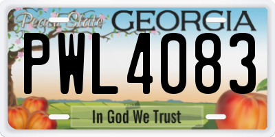 GA license plate PWL4083