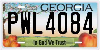 GA license plate PWL4084