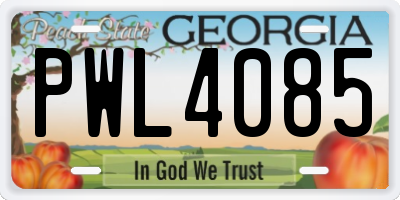 GA license plate PWL4085