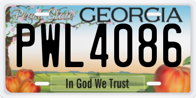 GA license plate PWL4086