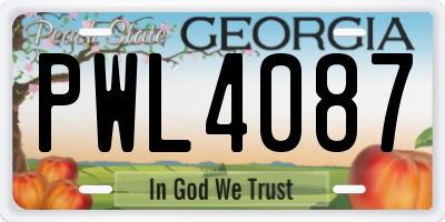 GA license plate PWL4087
