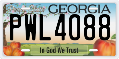 GA license plate PWL4088