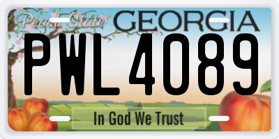 GA license plate PWL4089