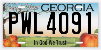 GA license plate PWL4091