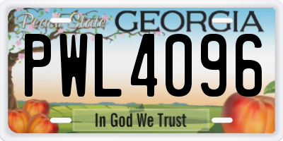 GA license plate PWL4096