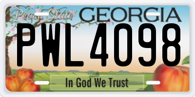 GA license plate PWL4098