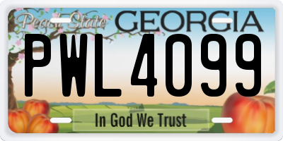 GA license plate PWL4099