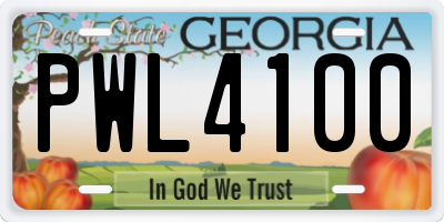 GA license plate PWL4100