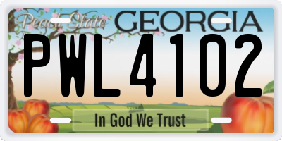 GA license plate PWL4102