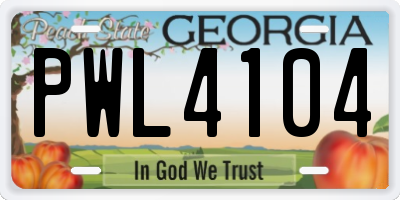 GA license plate PWL4104