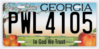 GA license plate PWL4105