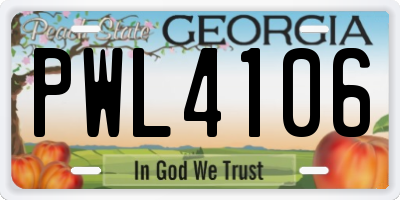 GA license plate PWL4106