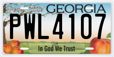GA license plate PWL4107