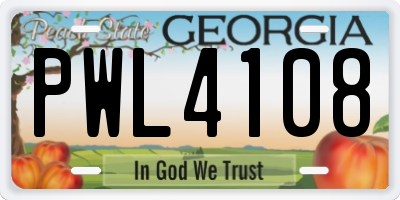 GA license plate PWL4108