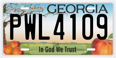 GA license plate PWL4109