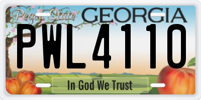 GA license plate PWL4110