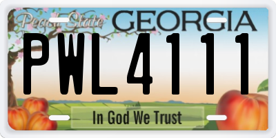 GA license plate PWL4111