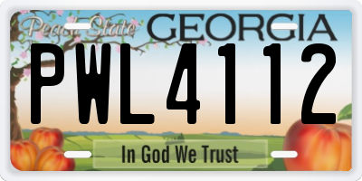 GA license plate PWL4112