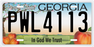 GA license plate PWL4113