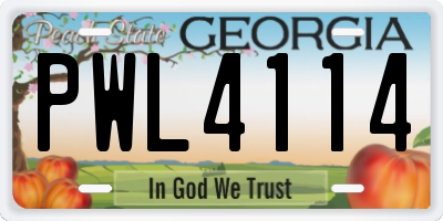 GA license plate PWL4114