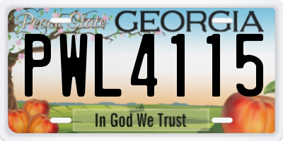 GA license plate PWL4115