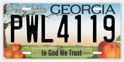 GA license plate PWL4119
