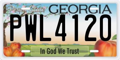 GA license plate PWL4120