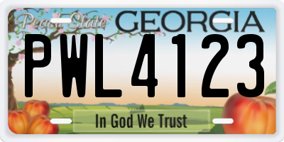 GA license plate PWL4123