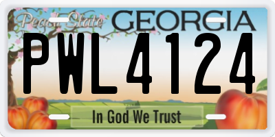 GA license plate PWL4124