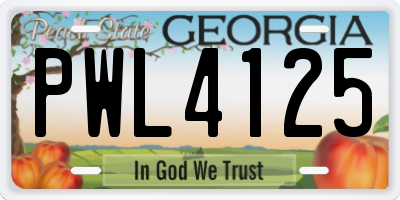 GA license plate PWL4125