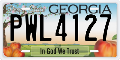 GA license plate PWL4127