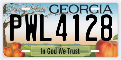 GA license plate PWL4128